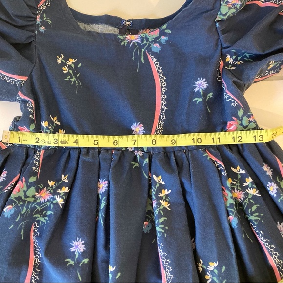 Vintage Handmade Daisy Kingdom Girls Dress Blue With Floral Border Size 7 - Picture 8 of 10